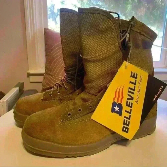Belleville New Heavy Duty Military Men’s Leather Combat Boots w Steel Toes 10W - Picture 1 of 9